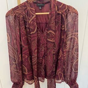 Elegant Burgundy Paisley Blouse